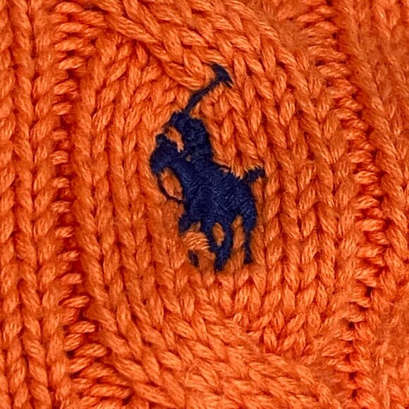 Polo Ralph Lauren Cable Knit Button Cardigan Orange Heritage Preppy Old Money-S - Picture 2 of 10